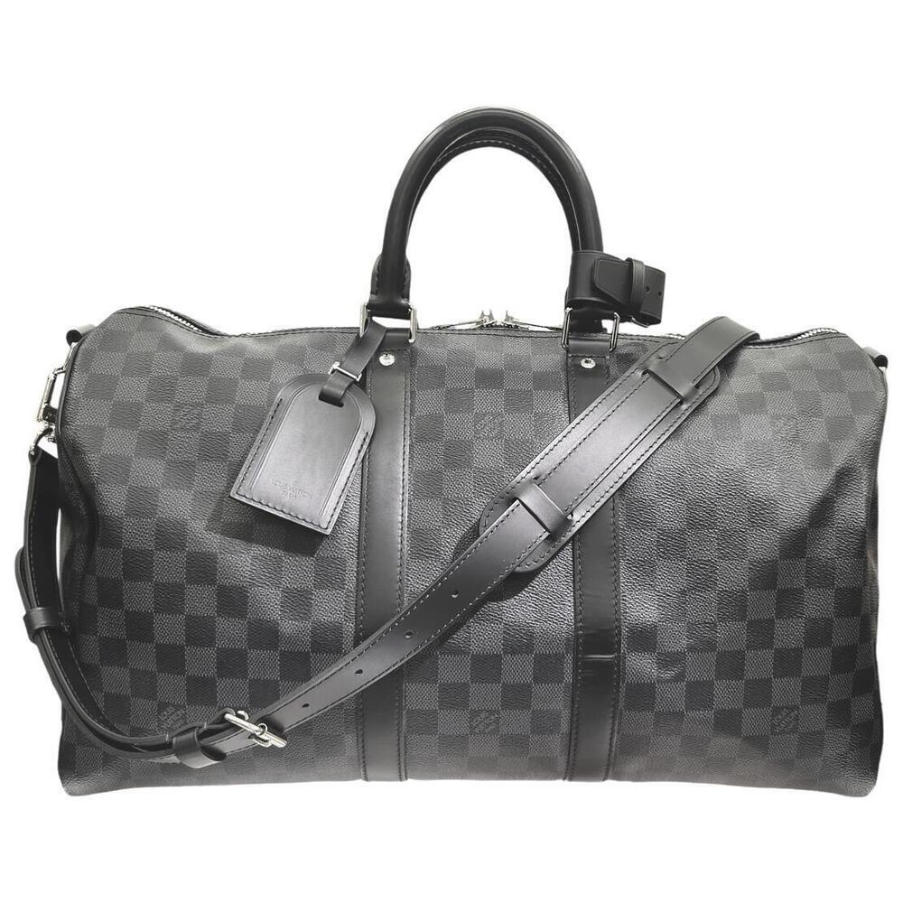 Louis Vuitton Keepall Bandouliere Damier LV Bag Canvas Travel Bag Graphite Black